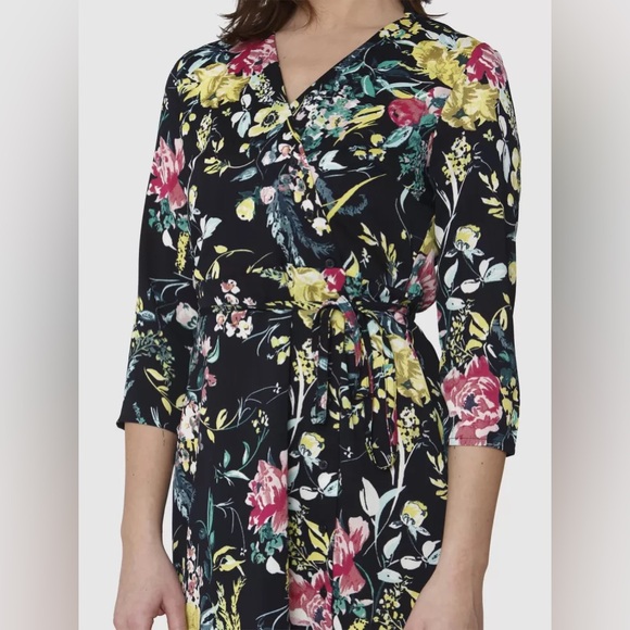 VERO MODA | Floral Asymmetrical Button Wrap Dress Sz S - Picture 3 of 7